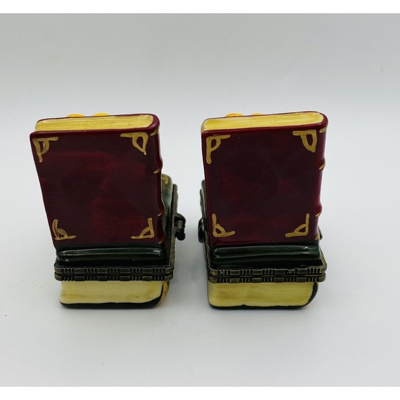 Vintage Teddy Bear Book End Treasure Trinket Boxes Mini Ceramic Hinged Lot of 2 - Picture 5 of 8